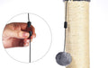 PawHaven tall sisal cat scratching post with hanging pom-pom toy and gray fleece base